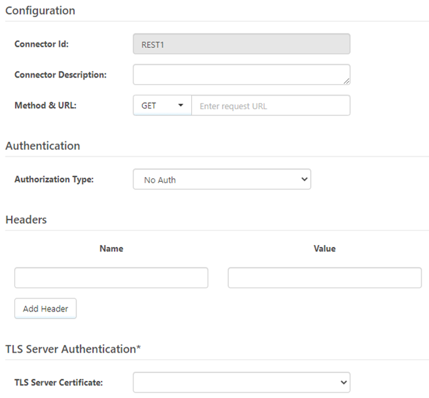 REST Connector Configuration Menu