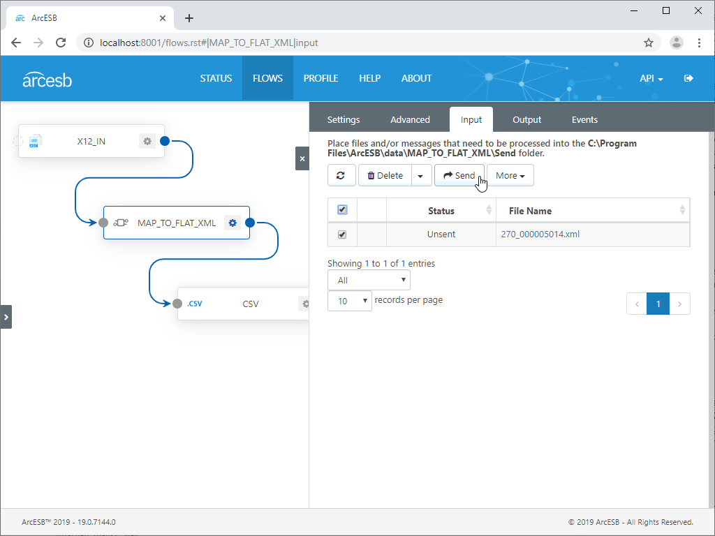 Manually Send Files Through a Transform Port